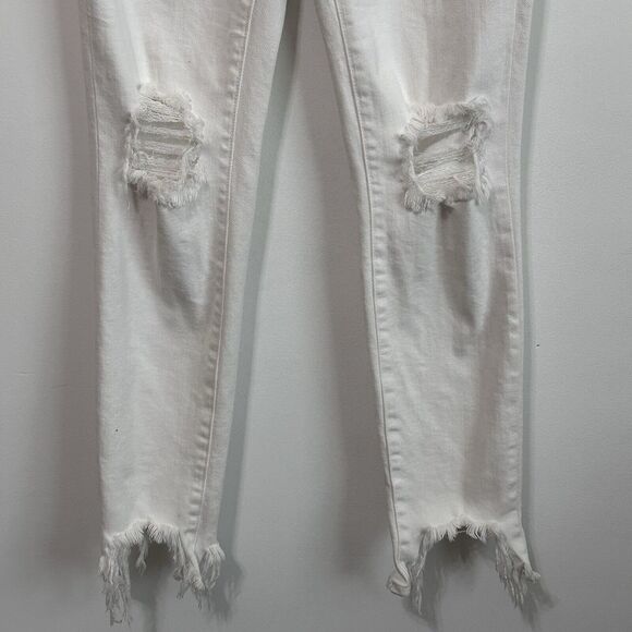 L’AGENCE High Line Skinny Jeans 25 White Ripped Raw Hem Sexy Designer Distressed - Picture 2 of 9